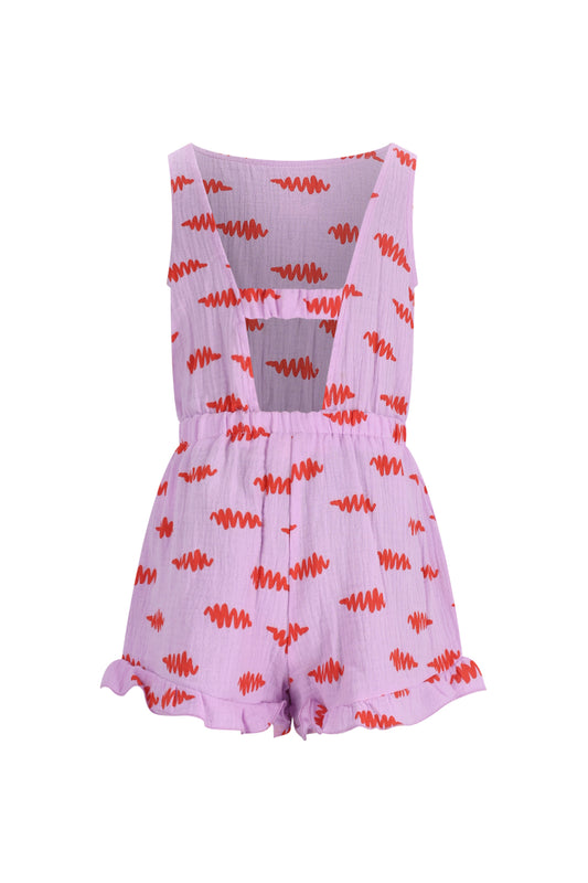 The NewChapter Jumpsuit Lous Meisjes - Lila met Rode Print