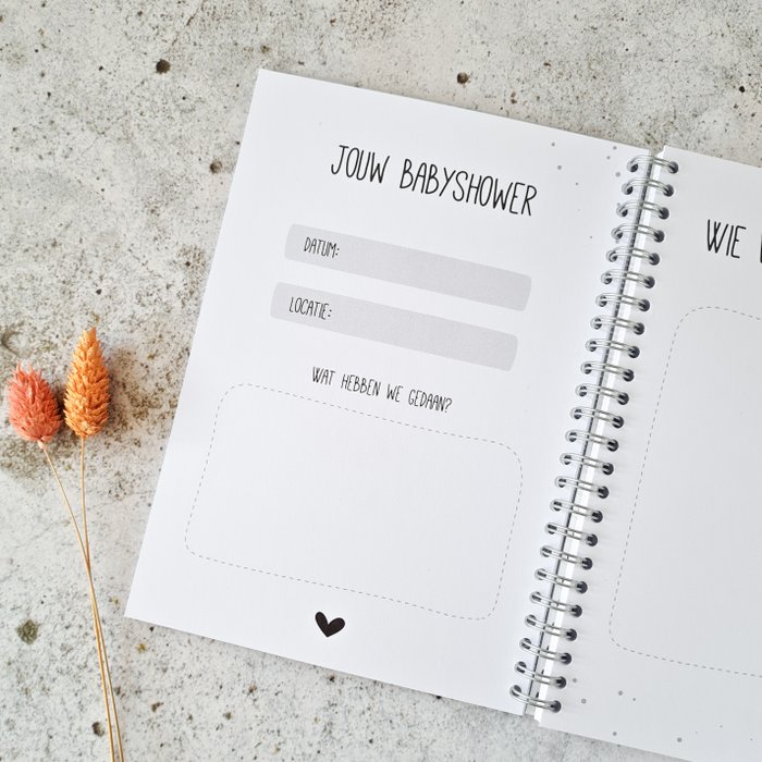 Babyshower Invulboek - Zwart-Wit met Stipjes