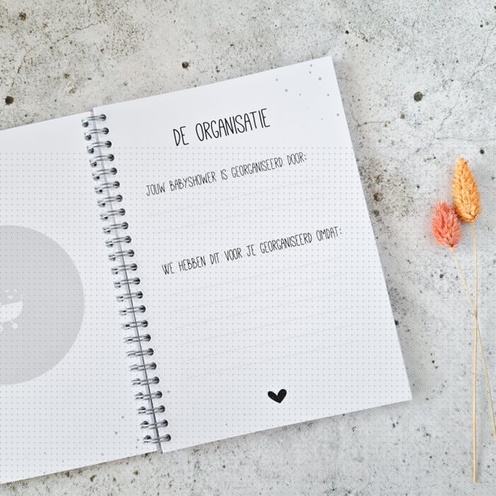 Babyshower Invulboek - Zwart-Wit met Stipjes
