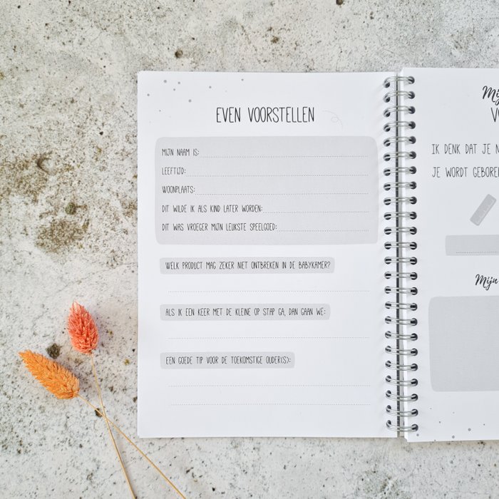 Babyshower Invulboek - Zwart-Wit met Stipjes