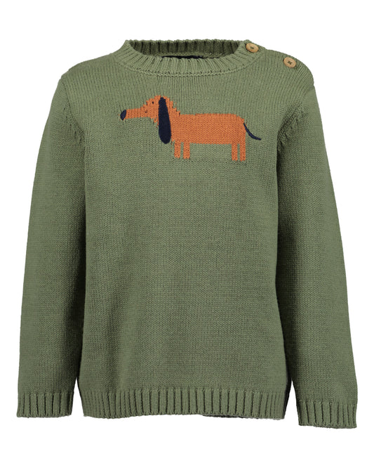 Blue Seven groene trui met teckel