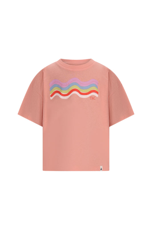 The NewChapter T-shirt Bo - Roze Kinder T-shirt met Regenboog