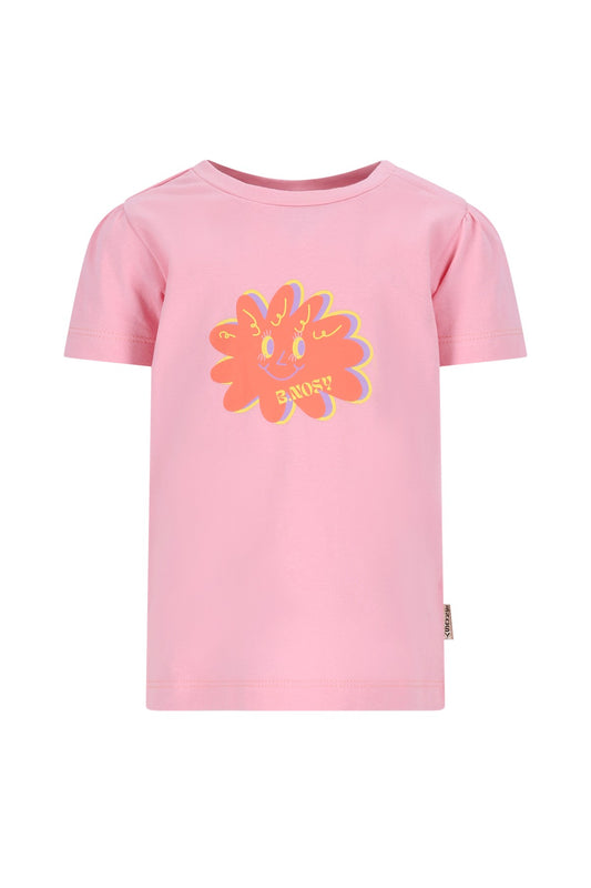 B.Nosy Meisjes T-shirt Tammy - Roze met Bloemenprint