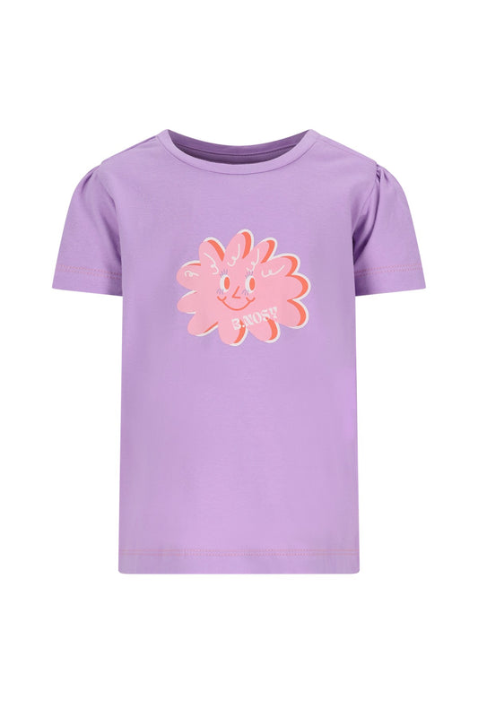 B.Nosy Meisjes T-shirt Tammy - Lila met Bloemenprint