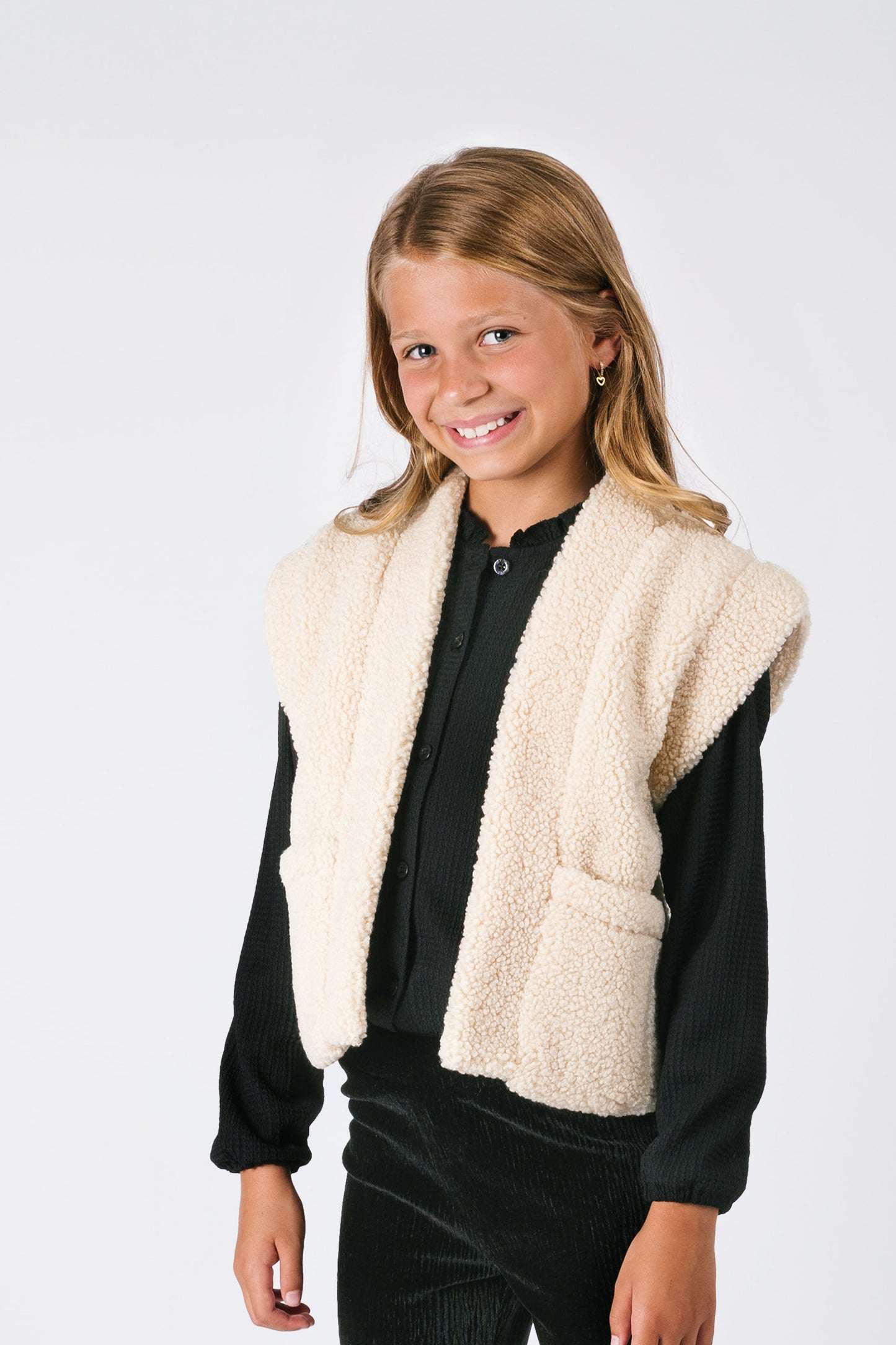 B.Nosy Georgie Teddy Gilet Meisjes - Ecru